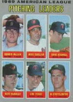 1970 Topps Baseball Cards      070      AL Pitching Leaders-Dennis McLain-Mike Cuellar-Dave Boswell-Dave McNally-Jim Perry-Mel Stottlemyre